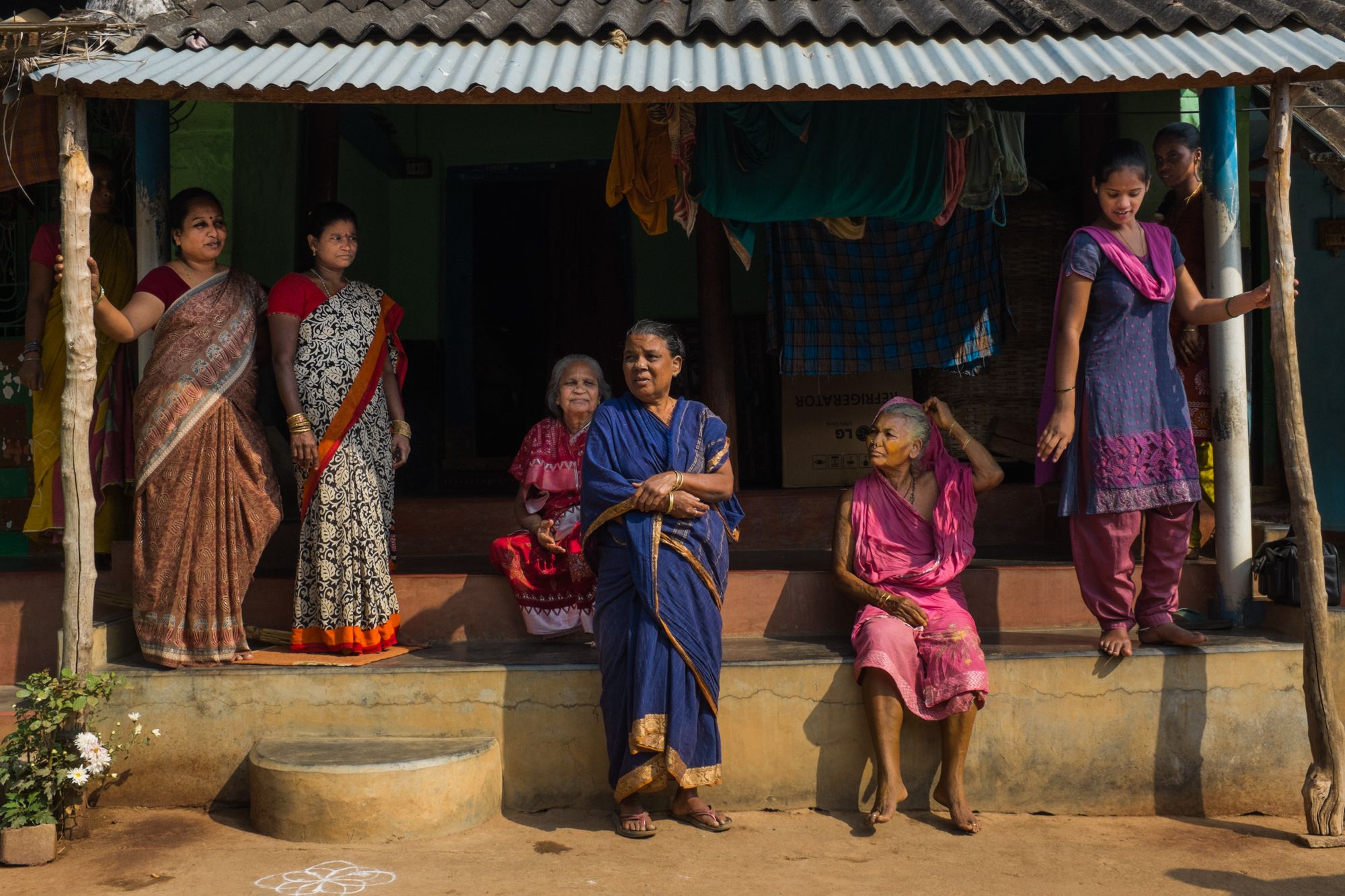 CKDnT widows of Balliputugga, AP, India sit together in their village where 126 women have been widowed by the disease, and some of whom are affected themselves. Taken on production for documentary film on the Chronic Kidney Disease of non Tradtional cause (CKDnT) epidemic affecting largely rural, poor agriculatura and minng communtiies in Andrah Pradesh and Tamil Nadu States, India.